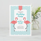 Niedliche Flamingo Tropical Geburtstagsparty Einla Einladung (Stehend Vorderseite)