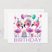 Niedliche Flamingos Geburtstagskarten Postkarte (Vorne/Hinten)