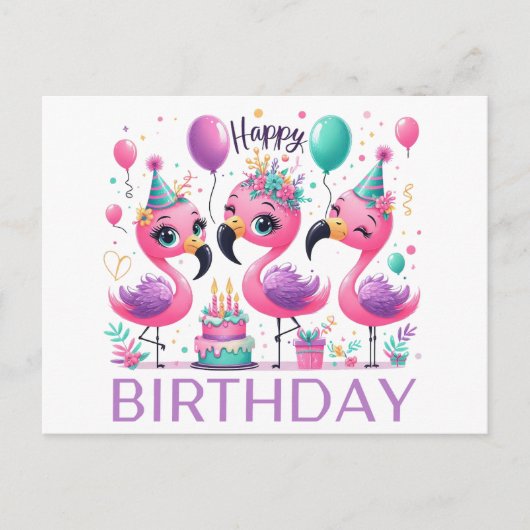 Niedliche Flamingos Geburtstagskarten Postkarte (Vorderseite)