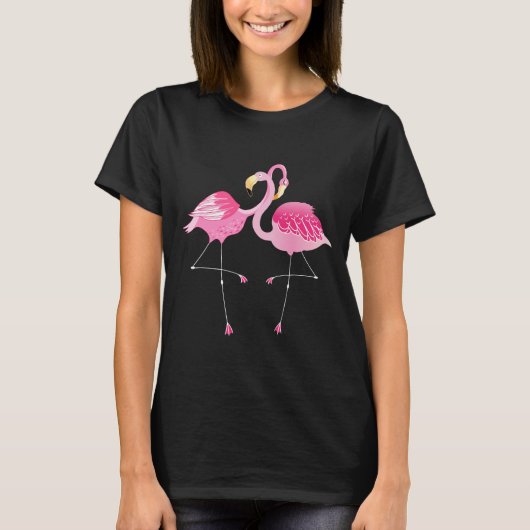 Niedliche Flamingos-Illustration in Rosa und Weiß T-Shirt (Vorderseite)