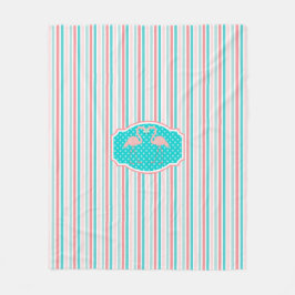 Niedliche Flamingos im Muster der Liebe Fleecedecke