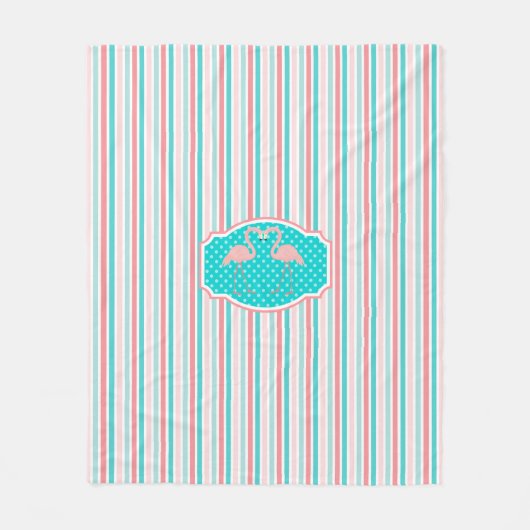 Niedliche Flamingos im Muster der Liebe Fleecedecke (Vorderseite)