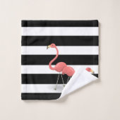 Niedliche Flamingos, Streifen Badhandtuch Set (Waschlappen)