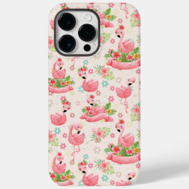 Niedliche Flamingos und tropische Blume Case-Mate iPhone 14 Pro Max Hülle