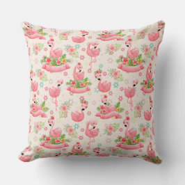 Niedliche Flamingos und tropische Blume Kissen
