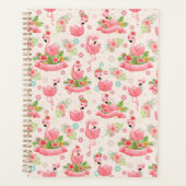 Niedliche Flamingos und tropische Blume Planer (Vorderseite)