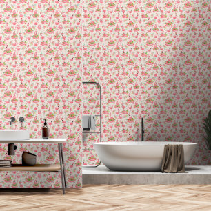 Niedliche Flamingos und tropische Blume Tapete
