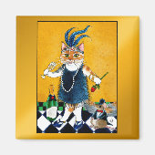 Niedliche Flapper Cat, Maus Art Deco 1920s Magnet (Vorne)