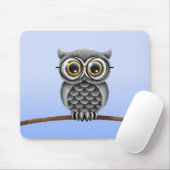 Niedliche flaumige graue Eule mit den Gläsern, Mousepad (Mit Mouse)