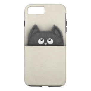 Niedliche flaumige schwarze Katze, die heraus Case-Mate iPhone Hülle