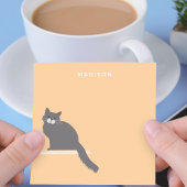 Niedliche flauschige graue Katzennotizen mit Namen Post-it Klebezettel