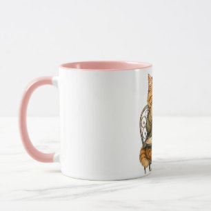 Niedliche flauschige Katze trinkt Kaffee Vintage-W Tasse
