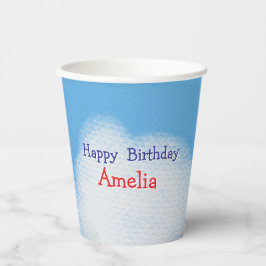 Niedliche flauschige Wolken Geburtstag Pappbecher