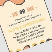 Niedliche Fledermaus Orange He or She Halloween Einladung