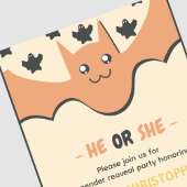 Niedliche Fledermaus Orange He or She Halloween Einladung