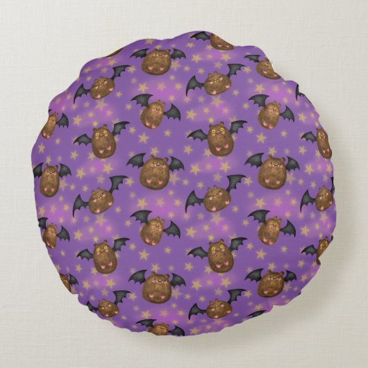 Niedliche Fledermäuse Baby Goth Rund Kissen (Rückseite)