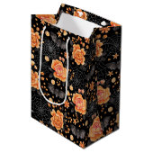 Niedliche Fledermäuse, Florals und Spinnennetze Ha Mittlere Geschenktüte (Vorderseite Schrägansicht)