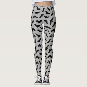 Niedliche Fledermäuse Graue Flecht Pattern Hallowe Leggings