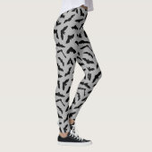 Niedliche Fledermäuse Graue Flecht Pattern Hallowe Leggings (Rechts)