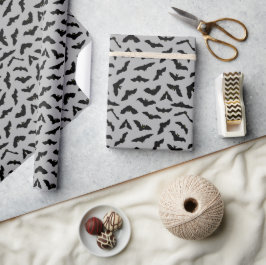 Niedliche Fledermäuse Graues schwarzes Flechtmuste Geschenkpapier