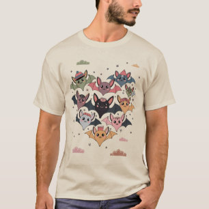 Niedliche Fledermäuse in der Sternennacht T-Shirt