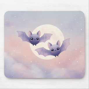 Niedliche Fledermäuse mit Vollmond - Mousepad