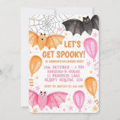 Niedliche Fledermäuse und Balloons Pastell Hallowe Einladung (Vorderseite)