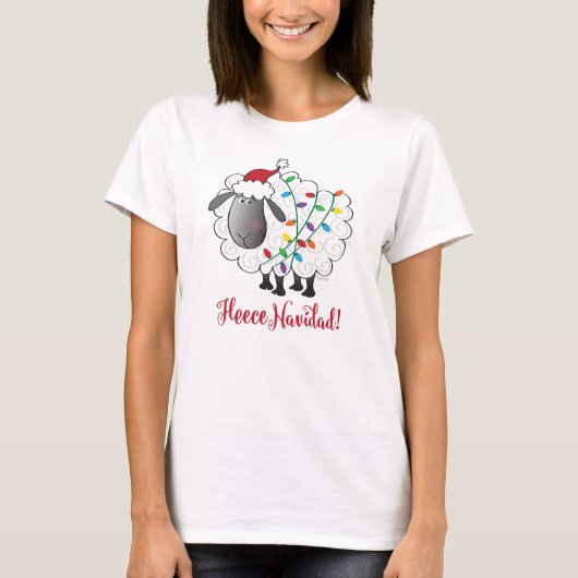 Niedliche Fleece Navidad Sheep mit Weihnachtsbeleu T-Shirt (Vorderseite)