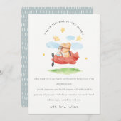 Niedliche Fliege über Teddy Bär Tier Flugzeug Gebu Dankeskarte (Vorne/Hinten)