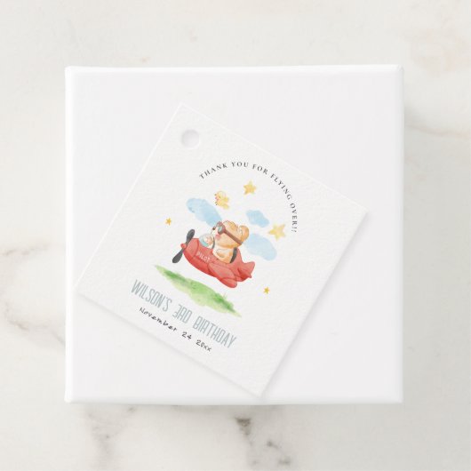 Niedliche Fliege über Teddy Bär Tier Flugzeug Gebu Geschenkanhänger (Beispiel)