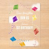 Niedliche Fliegerkite Kinder wie die Zeit zum Gebu Acryleinladungen (Vorderseite)