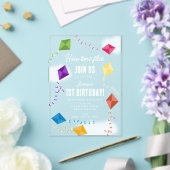 Niedliche Fliegerkite Kinder wie die Zeit zum Gebu Acryleinladungen (In Situ (Hochzeit))