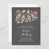 Niedliche Flip Flops Strandhochzeit Save the Date Ankündigungspostkarte (Vorne/Hinten)