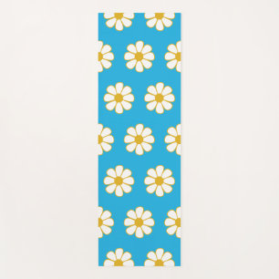 Niedliche floral Daisy Muster Blau und Senf Yogamatte