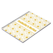 Niedliche floral Daisy Muster Mustard Personalisie Notizblock (Linke Seite)