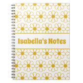 Niedliche floral Daisy Muster Mustard Personalisie Notizblock (Vorderseite)