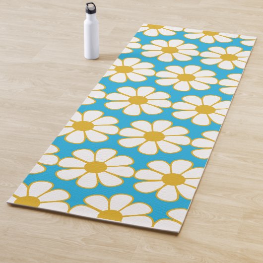 Niedliche floral Daisy Muster Mustard und Blue Yogamatte (Beispiel)