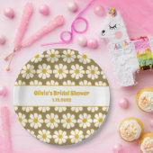 Niedliche floral Daisy Muster Mustard und Brown Pappteller (Party)