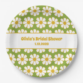 Niedliche floral Daisy Muster Mustard und Green Pappteller