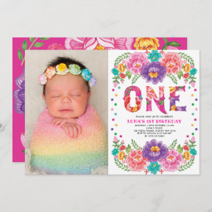 Niedliche Floral Fiesta Nacho Durchschnitt 1. Gebu Einladung