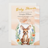 Niedliche floral Kangaroo Kinderdusche Einladung (Vorne/Hinten)