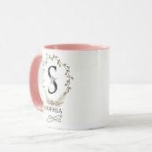 Niedliche Floral Letter S Monogramm-Tasse Tasse (Vorderseite Links)