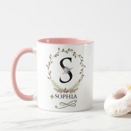 Niedliche Floral Letter S Monogramm-Tasse Tasse