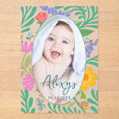 Niedliche florale Farbgebung Hinzufügen Foto Birth Acryleinladungen (Vorderseite)