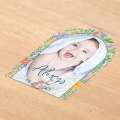 Niedliche florale Farbgebung Hinzufügen Foto Birth Acryleinladungen (Ablage )