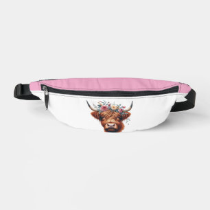 Niedliche, florale/frühlingshafte Hochlandkuh Bauchtasche
