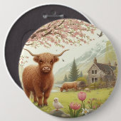 Niedliche, florale/frühlingshaltige Kuh Button (Vorne & Hinten)