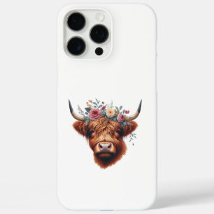 Niedliche, florale/frühlingshaltige Kuh iPhone 16 Pro Max Hülle