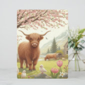 Niedliche, florale/frühlingshaltige Kuh Feiertagskarte (Stehend Vorderseite)