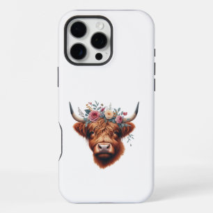 Niedliche, florale/frühlingshaltige Kuh iPhone 16 Pro Max Hülle